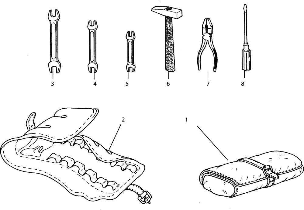 Схема запчастей Case 335 - (99K01010001[001]) - STANDARD TOOLS FOR MAINTENANCE (88) - ACCESSORIES