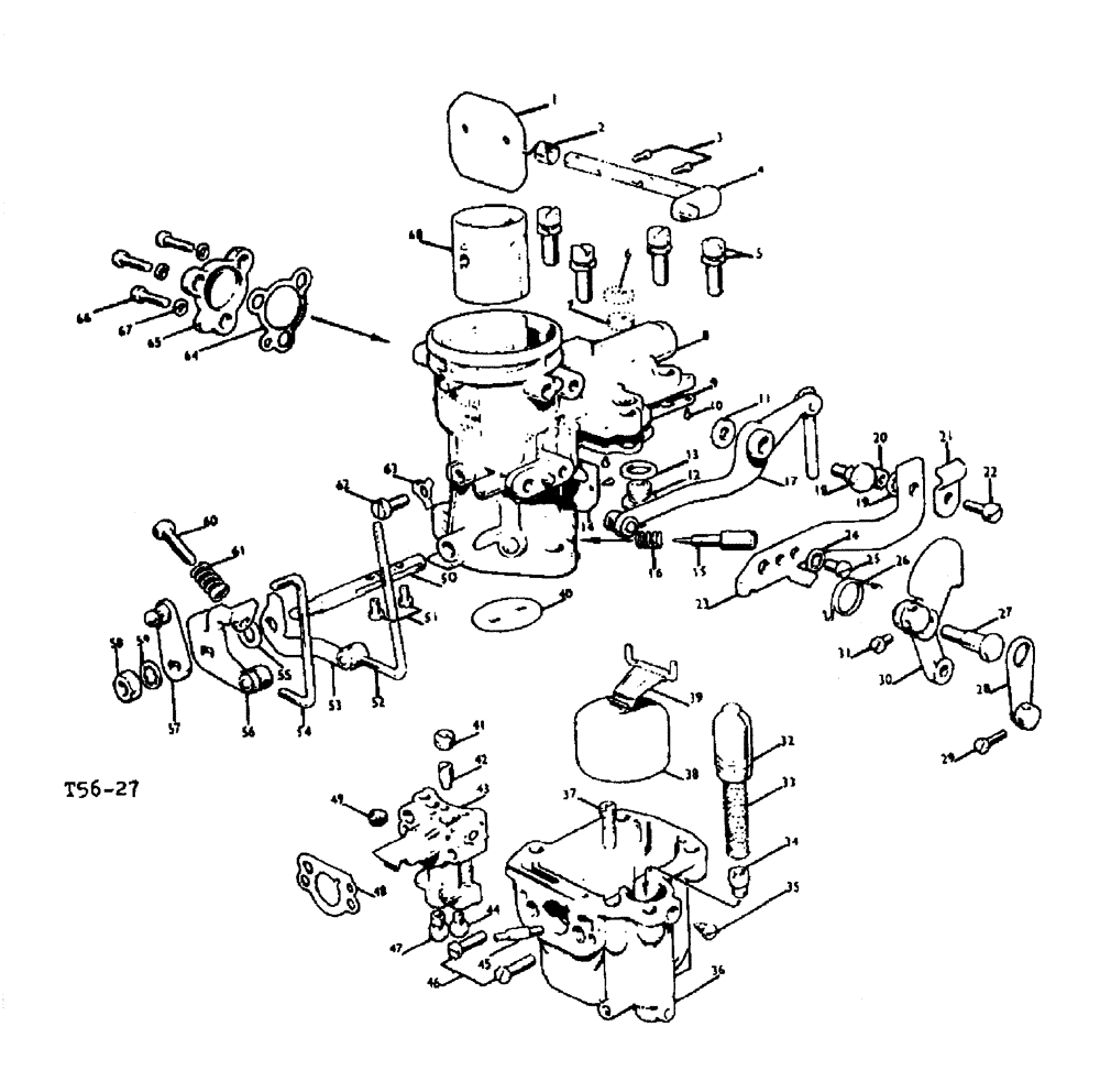 Схема запчастей Case 500 - (12-124) - CARBURETOR PETROL ENGINE No Description