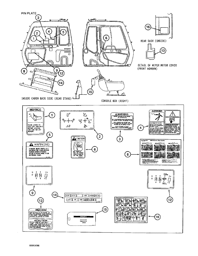 Схема запчастей Case 9060B - (9-102) - DECALS - OPERATORS COMPARTMENT, FRENCH LANGUAGE (09) - CHASSIS