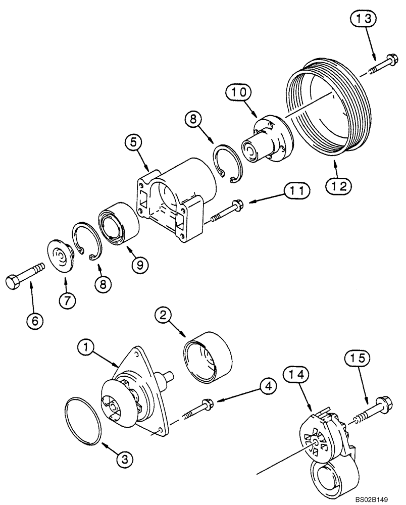 Схема запчастей Case 821C - (02-08) - WATER PUMP SYSTEM (02) - ENGINE