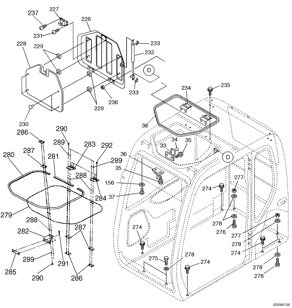 Схема запчастей Case CX700 - (09-037-01[01]) - CAB - ROOF, OPENABLE WINDOW (09) - CHASSIS/ATTACHMENTS