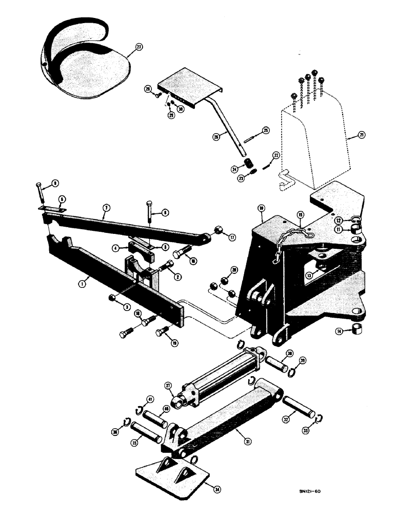 Схема запчастей Case 420B - (156) - BACKHOE MOUNTING PARTS AND STABILIZERS (18) - ATTACHMENT ACCESSORIES