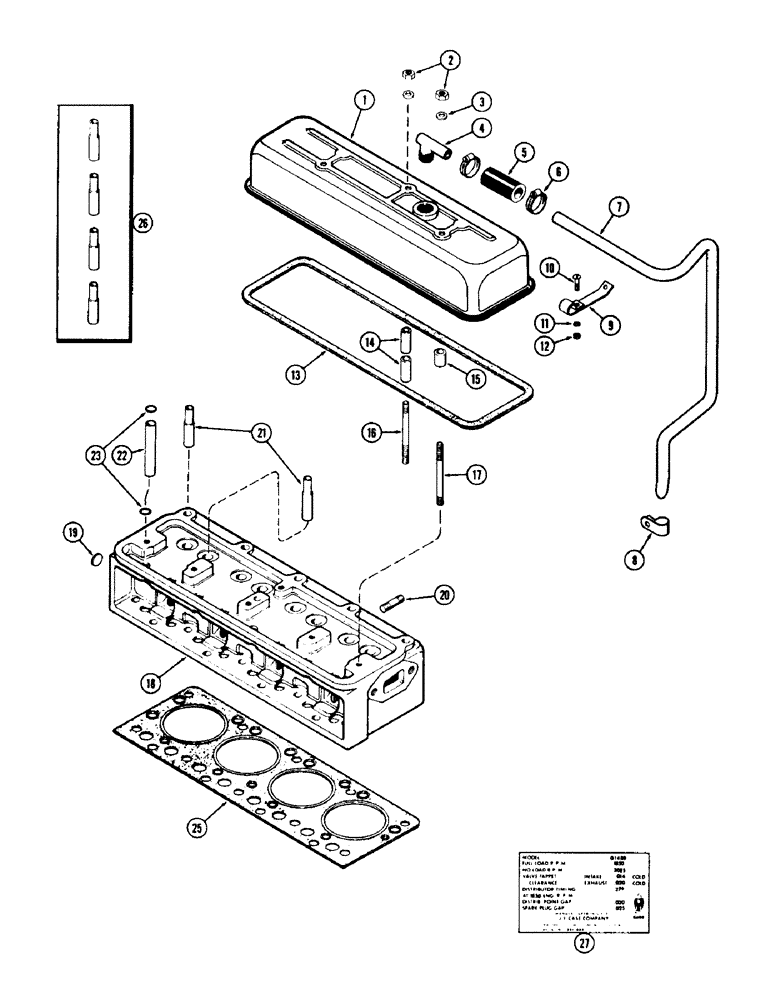 Схема запчастей Case 310G - (032) - CYLINDER HEAD ASSEMBLY, (148B) SPARK IGNITION ENGINE (01) - ENGINE