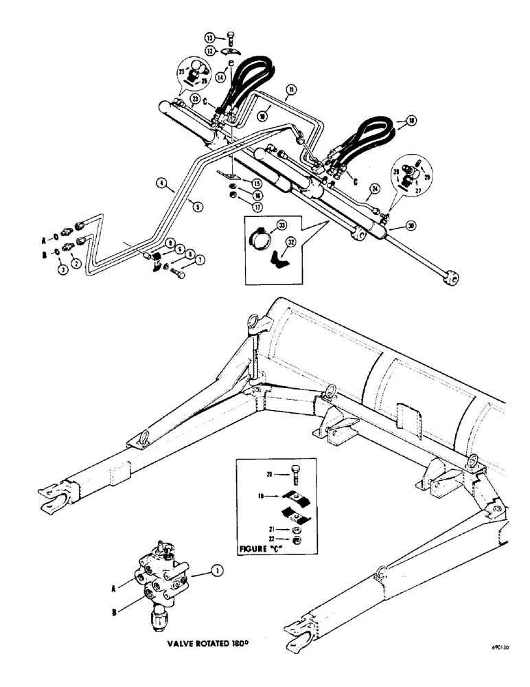 Схема запчастей Case 310G - (166) - DOZER HYDRAULICS (LIFT CIRCUIT), (USED ON ALL DOZERS EXCEPT HYTECO DOZER) (07) - HYDRAULIC SYSTEM