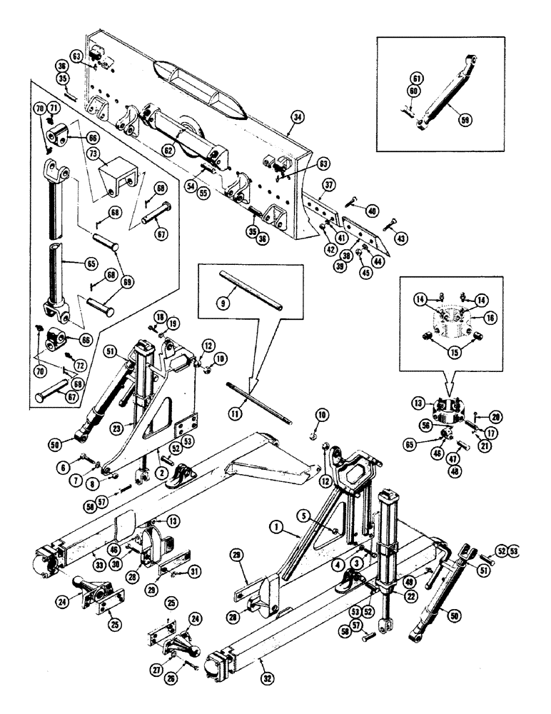 Схема запчастей Case 800 - (208) - MECHANICAL BULLDOZER INST., FRAME, MOLDBOARD, CYLINDERS (05) - UPPERSTRUCTURE CHASSIS