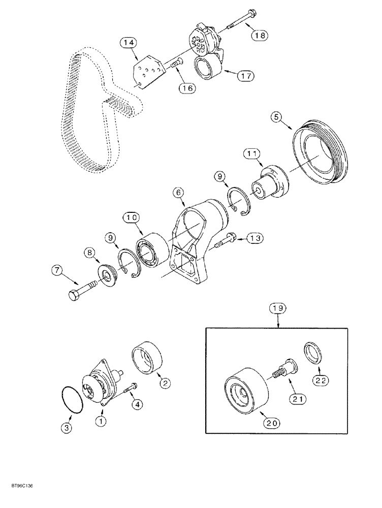 Схема запчастей Case 550G - (2-23A) - WATER PUMP SYSTEM, 4-390 AND 4T-390 EMISSIONS CERTIFIED ENGINE CRAWLER P.I.N. JJG0255794 AND AFTER (01) - ENGINE