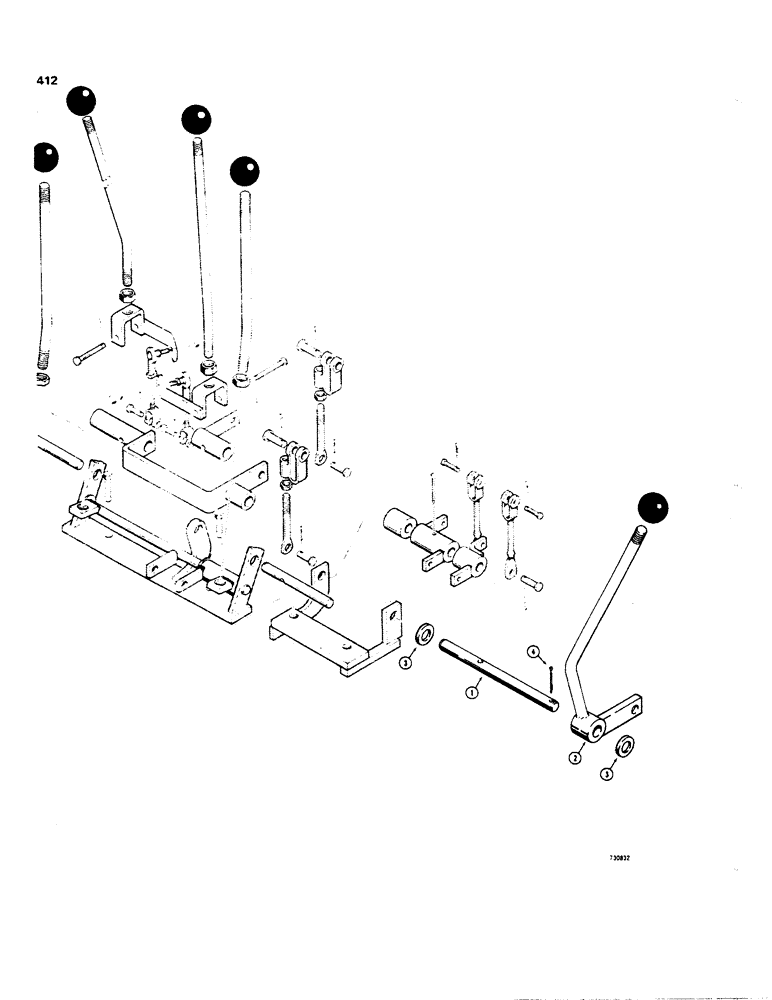 Схема запчастей Case 35 - (412) - TWIN LEVER BACKHOE CNTRL, CASE & COMMERCIAL - CESSNA VALVES 