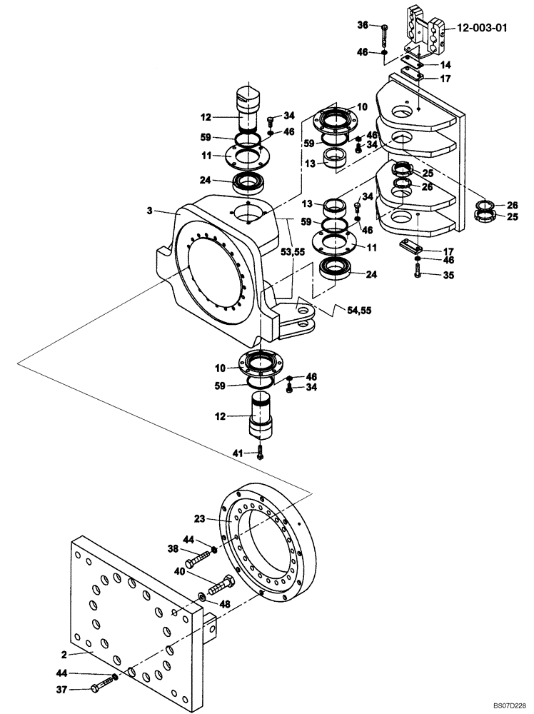 Схема запчастей Case SV216 - (39.100.19) - ARTICULATION JOINT (GROUP 63) (ND133246) (39) - FRAMES AND BALLASTING