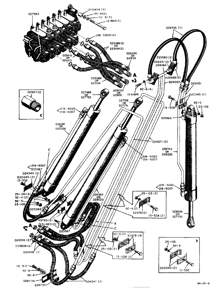 Схема запчастей Case 31 - (064) - BOOM, CROWD, AND BUCKET CYLINDER HYDRAULICS, BACKHOE S/N 4058655 AND AFTER , VALVE 