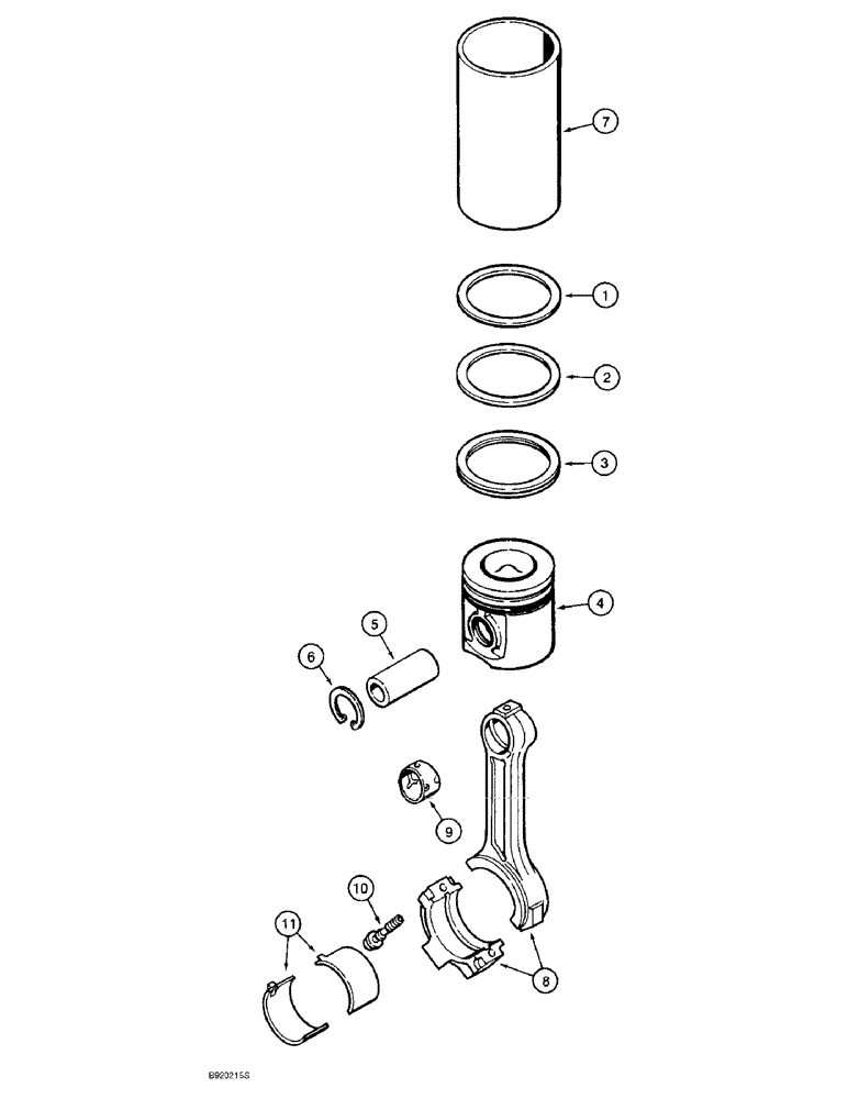 Схема запчастей Case 590L - (2-44) - PISTONS AND CONNECTING RODS, 4T-390 ENGINE, PISTONS (02) - ENGINE