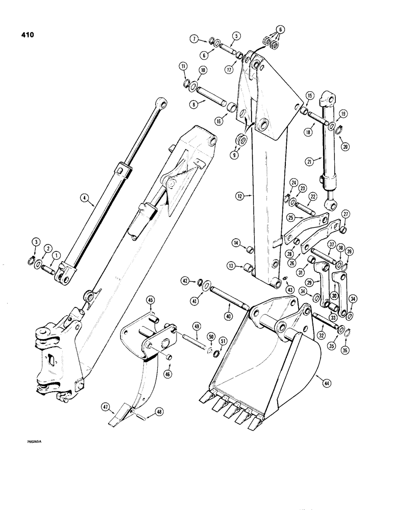 Схема запчастей Case 480C - (410) - BACKHOE DIPPER AND BUCKET (84) - BOOMS, DIPPERS & BUCKETS