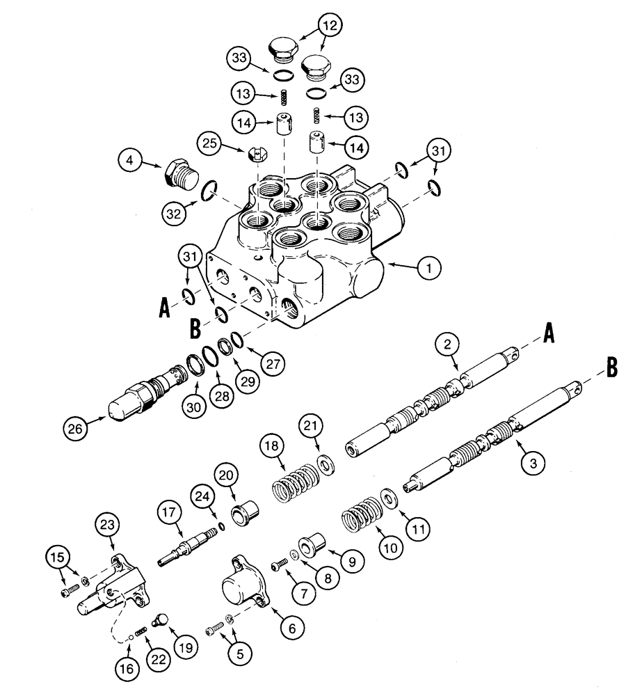 Схема запчастей Case 1835C - (8-16) - LOADER CONTROL VALVE USED ON MODELS WITHOUT SELF-LEVELING PRIOR TO P.I.N. JAF0118550 (08) - HYDRAULICS