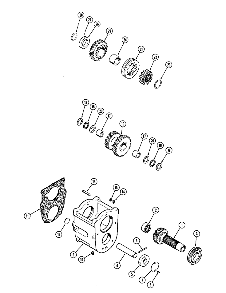 Схема запчастей Case 580 - (084) - DUAL RANGE GEAR BOX, STANDARD CLUTCH (21) - TRANSMISSION