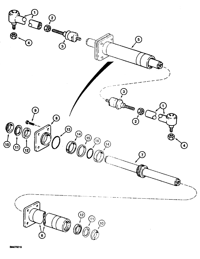 Схема запчастей Case 580L - (6-008) - FRONT DRIVE AXLE, STEERING CYLINDER (06) - POWER TRAIN