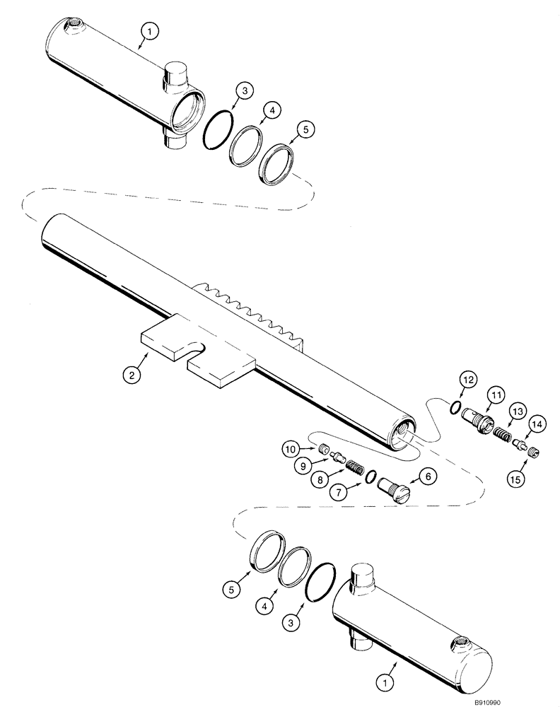 Схема запчастей Case 1845C - (08-69) - CYLINDER ASSY - BACKHOE SWING (NORTH AMERICA), D125 (08) - HYDRAULICS