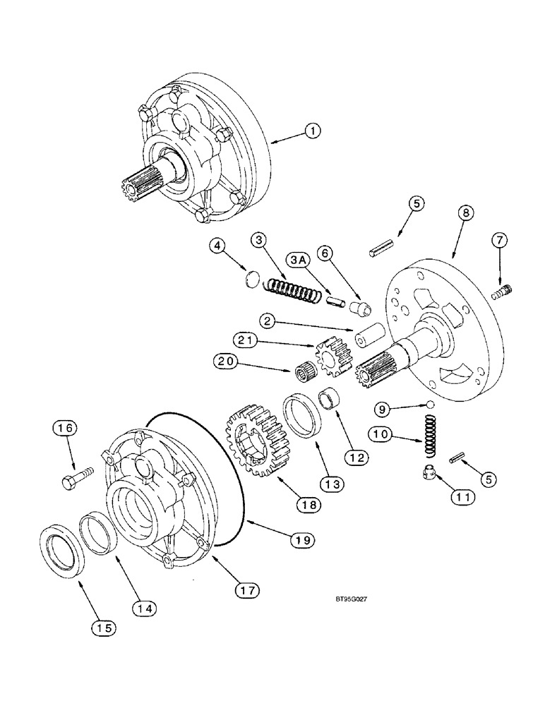 Схема запчастей Case 590SL - (6-068) - CARRARO TRANSMISSION ASSEMBLY, OIL PUMP, 2WD OR 4WD, MODELS W/O POWERSHIFT TRANS. (06) - POWER TRAIN