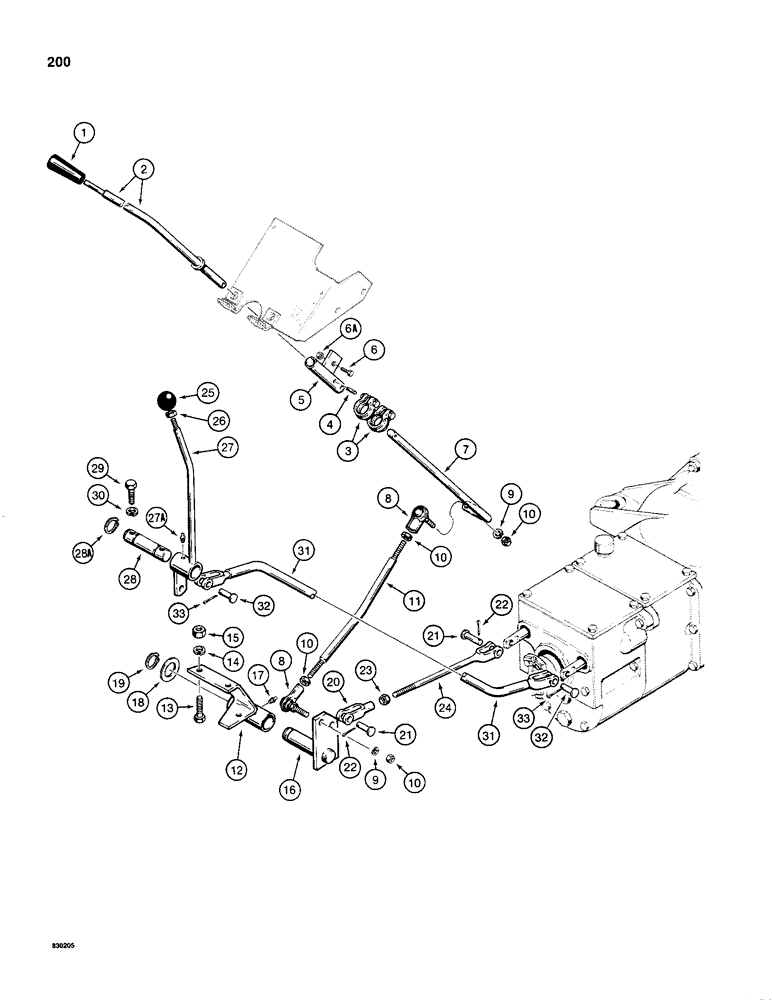 Схема запчастей Case 480C - (200) - SHUTTLE CONTROL, MECHANICAL SHUTTLE MODELS ONLY (21) - TRANSMISSION