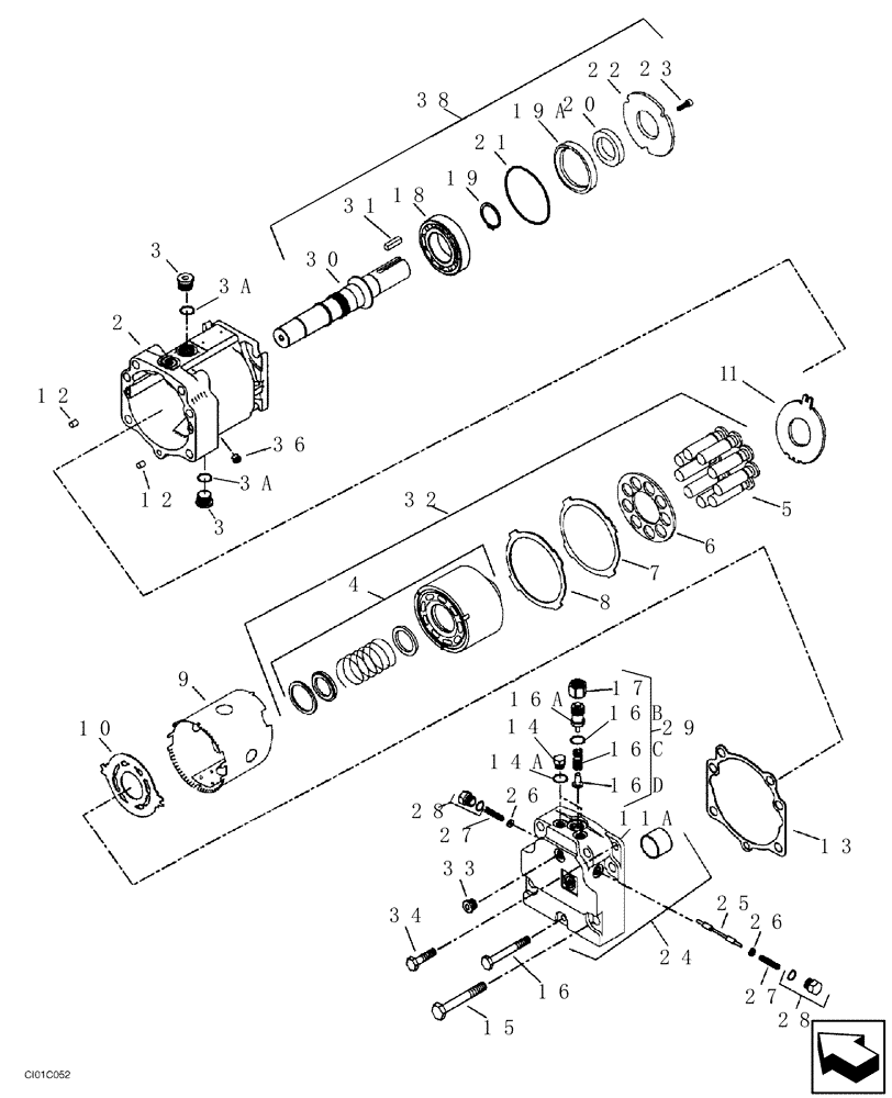 Схема запчастей Case SV212 - (10-015-00[01]) - HYDRAULIC MOTOR - VIBRATION (08) - HYDRAULICS