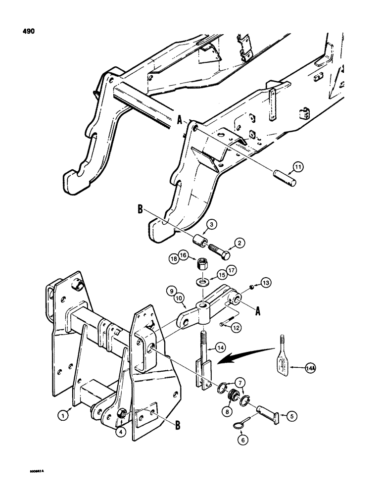 Схема запчастей Case 580D - (490) - THREE-POINT HITCH FRAME AND MOUNTING PARTS (09) - CHASSIS/ATTACHMENTS