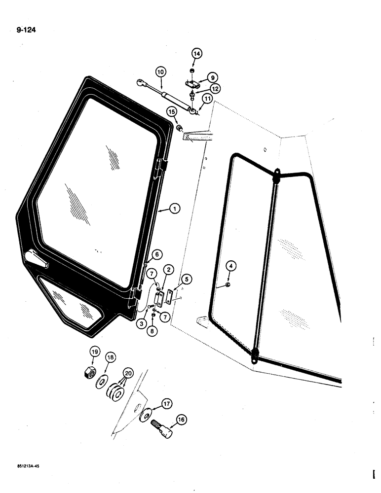 Схема запчастей Case 680L - (9-124) - CAB DOOR MOUNTING (09) - CHASSIS/ATTACHMENTS