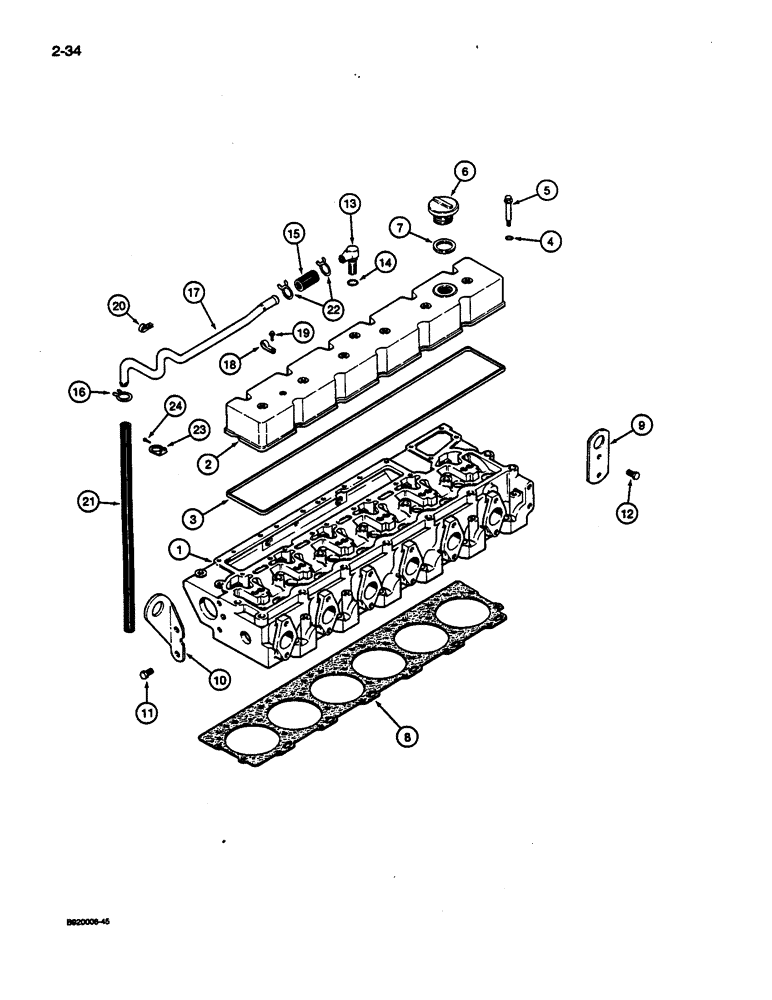 Схема запчастей Case 1187C - (2-34) - CYLINDER HEAD COVER, 6T-830 ENGINE (02) - ENGINE