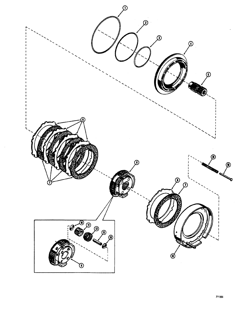 Схема запчастей Case W20 - (114) - L52101 AND L55661 TRANS. REVERSE CLUTCH AND PLANETARY TRANSMISSION S.N. 35042 AND AFTER (06) - POWER TRAIN