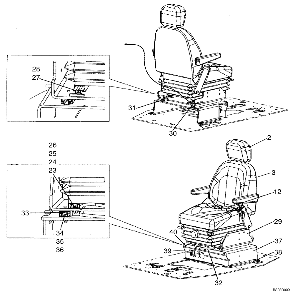 Схема запчастей Case CX75SR - (09-31) - SEAT, MOUNTING - SEAT BELTS (09) - CHASSIS/ATTACHMENTS