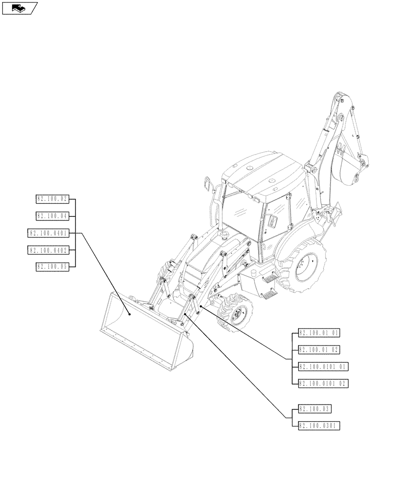 Схема запчастей Case 590SN - (00.000.82[01]) - PICTORIAL INDEX - FRONT LOADER (00) - GENERAL & PICTORIAL INDEX