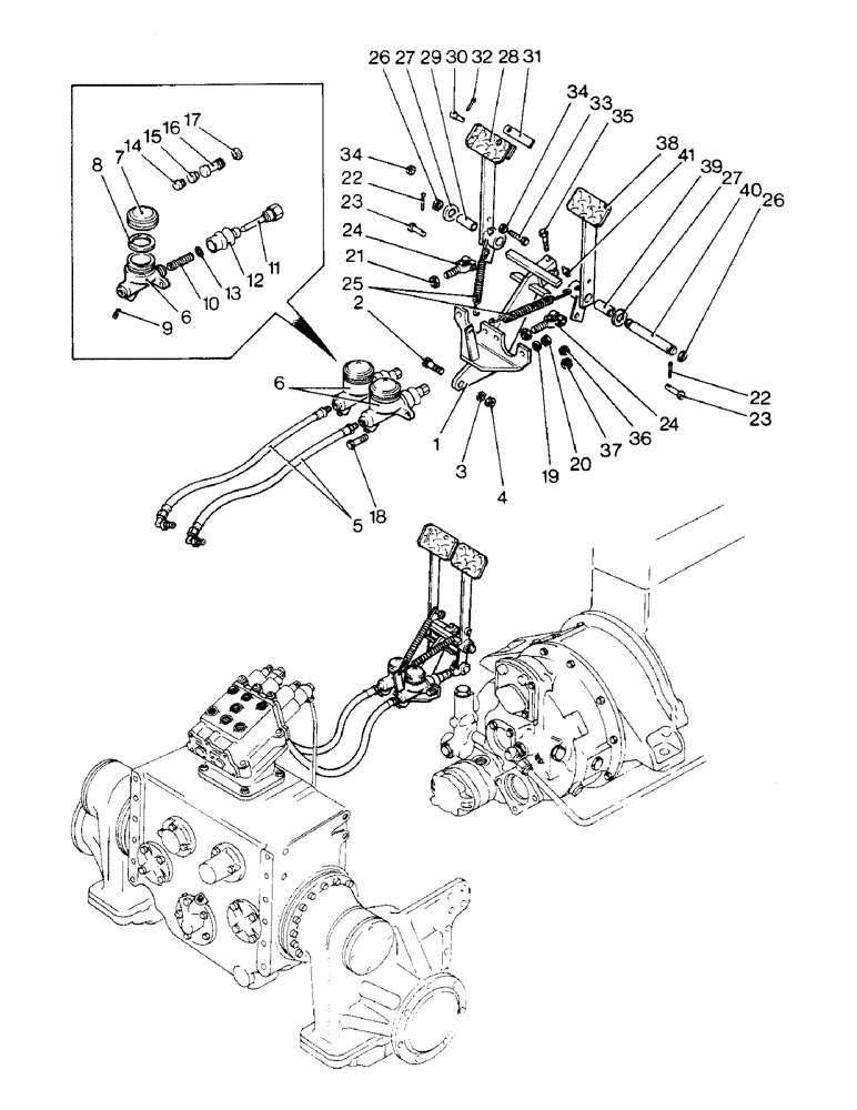 Схема запчастей Case 850 - (E02-1) - BRAKE PEDALS (03) - TRANSMISSION