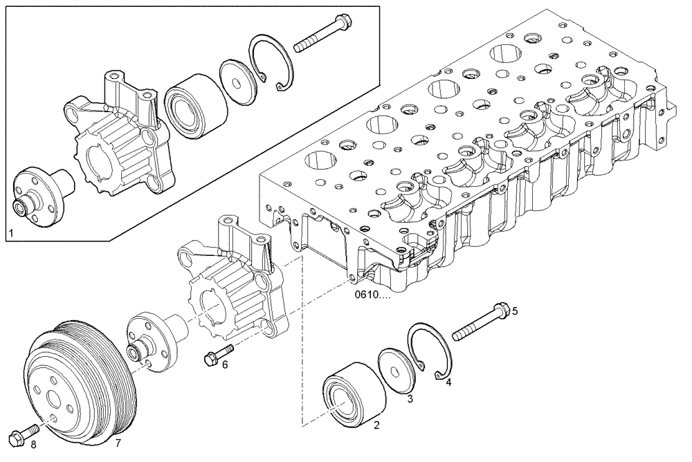 Схема запчастей Case F5CE9454G A001 - (3490.006) - FAN SUPPORT (10) - ENGINE