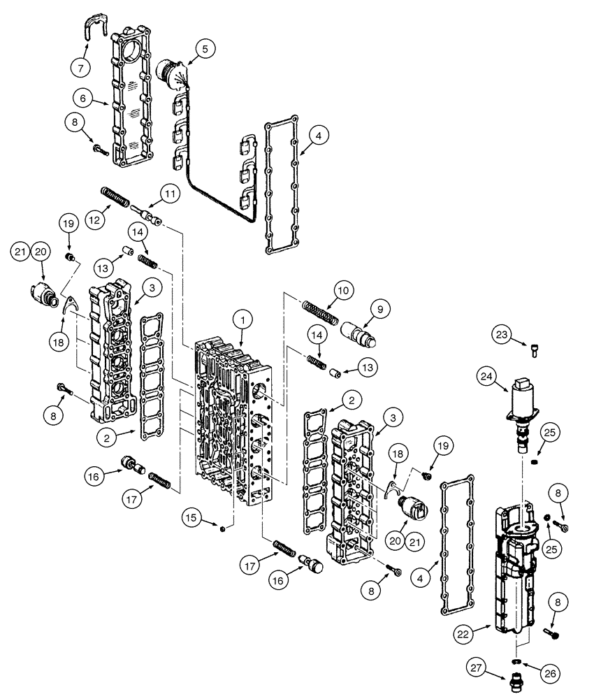 Схема запчастей Case 845 - (06-32[01]) - TRANSMISSION - CONTROL VALVE (06) - POWER TRAIN