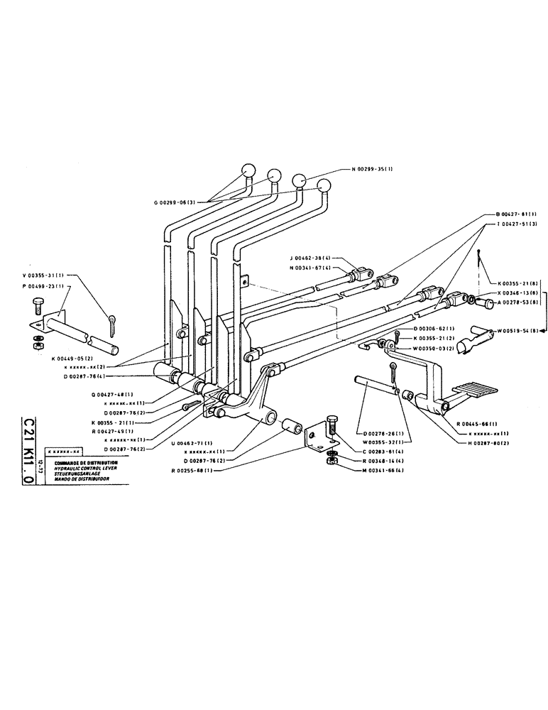 Схема запчастей Case TC45 - (043) - HYDRAULIC CONTROL LEVER 