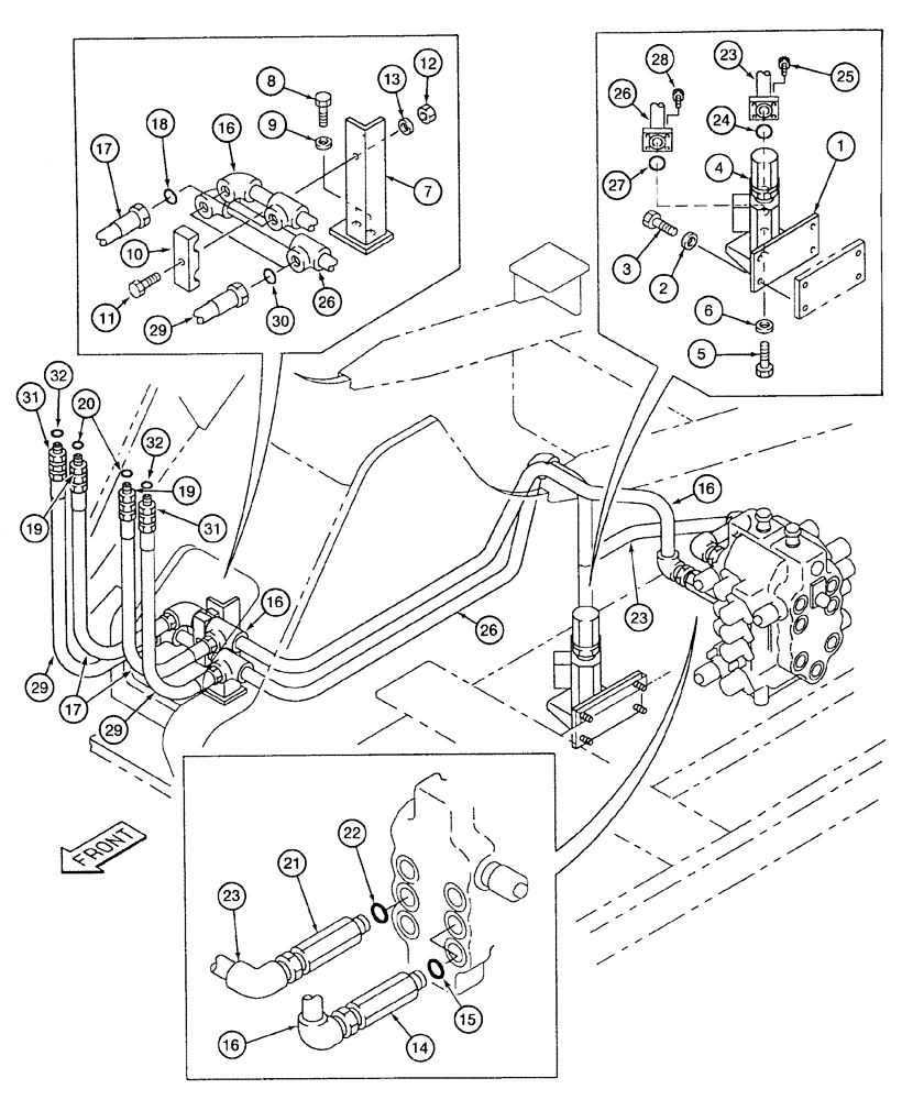 Схема запчастей Case 9020 - (8-082) - BOOM CYLINDER LINES (08) - HYDRAULICS