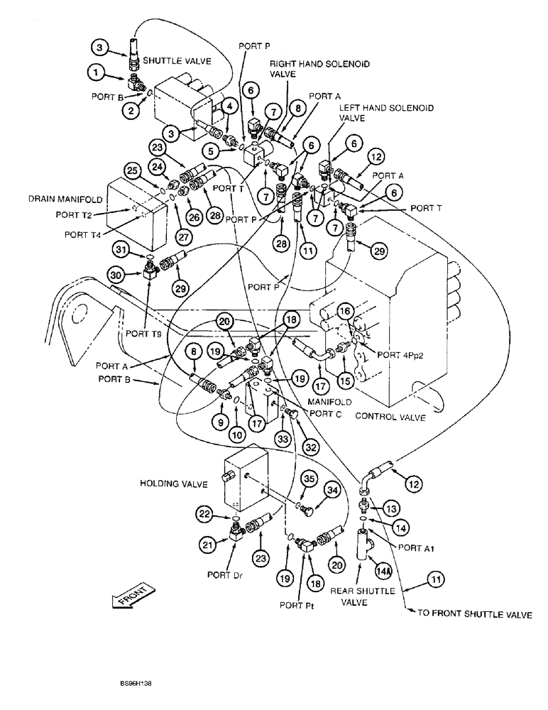 Схема запчастей Case 9060B - (8-172) - DOUBLE ACTION AUXILIARY EQUIPMENT OPTION, PILOT LINES (08) - HYDRAULICS