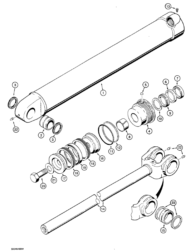 Схема запчастей Case W36 - (8-414) - G107281 TILT CYLINDER (08) - HYDRAULICS