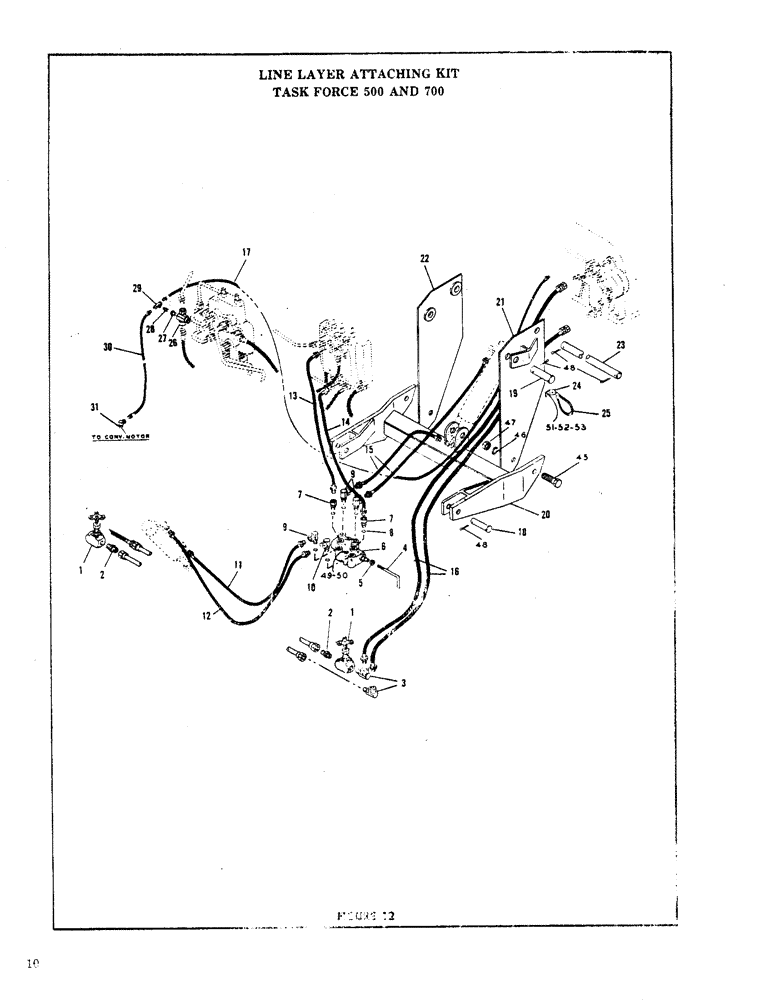 Схема запчастей Case P-40 - (10) - LINE LAYER ATTACHING KIT, TASK FORCE 500 AND 700 