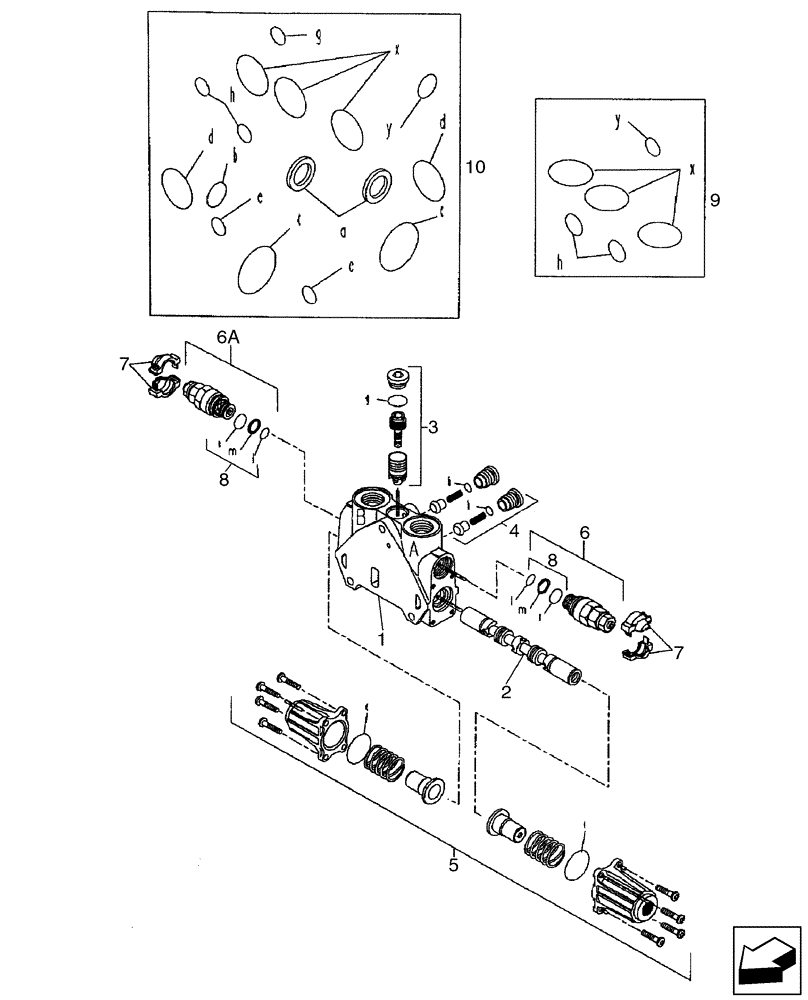 Схема запчастей Case 580SM - (35.150.07[01]) - VALVE SECTION - BACKHOE BOOM (WITH PILOT CONTROLS) (580SM) (35) - HYDRAULIC SYSTEMS