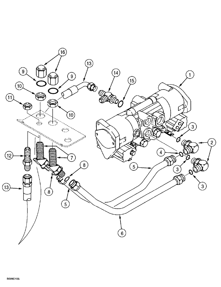 Схема запчастей Case 560 - (8-012) - BASIC HYDRAULIC CIRCUIT, REAR BULKHEAD PLATE SUPPLY AND RETURN LINES (08) - HYDRAULICS