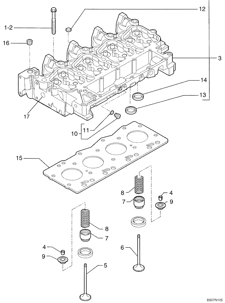 Схема запчастей Case 580M - (02-16) - CYLINDER HEAD (02) - ENGINE