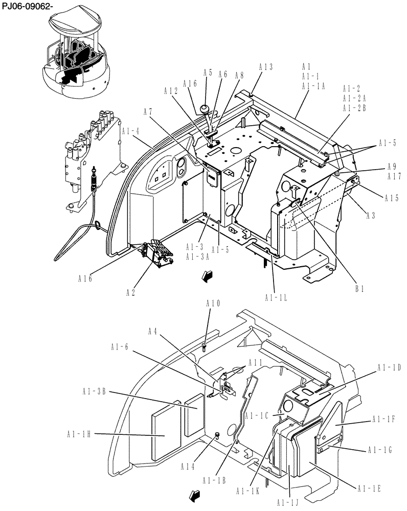 Схема запчастей Case CX50B - (135-17A[1]) - STAND ASSY, CONTROL CANOPY, ANGLE DOZER (86) - DOZER