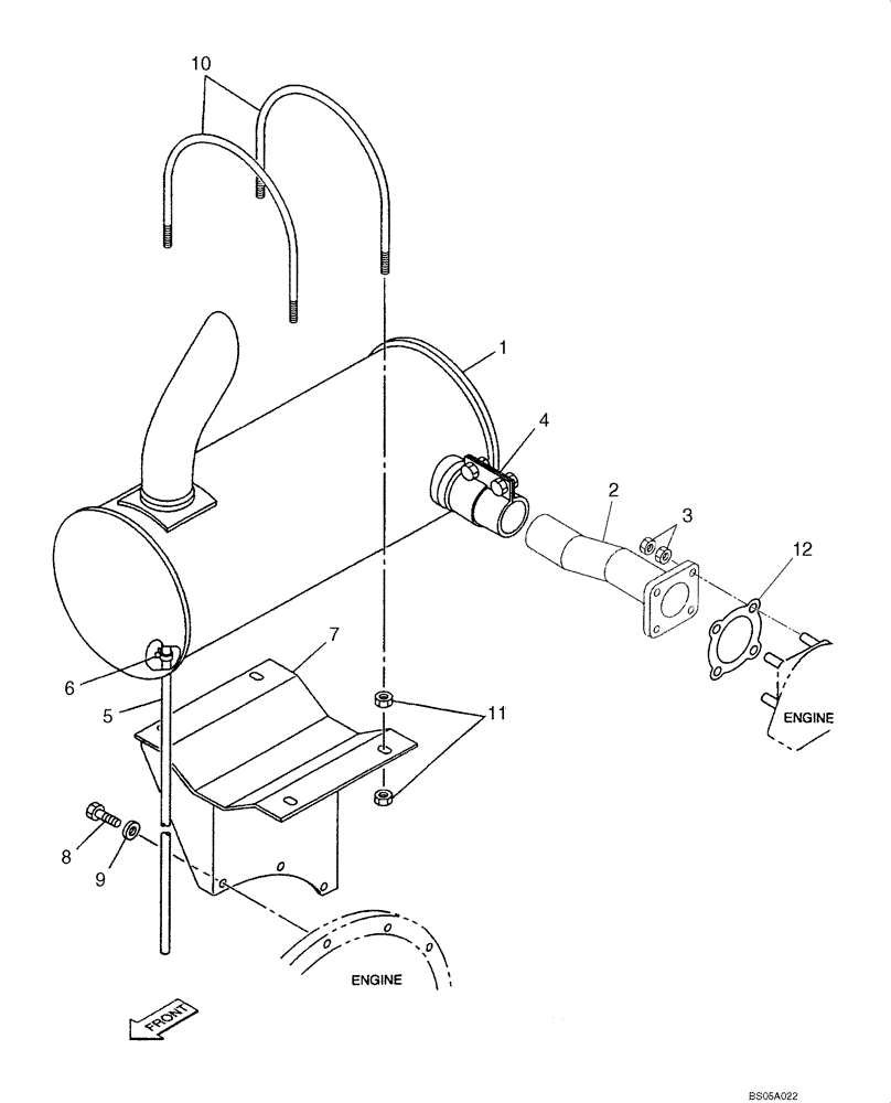 Схема запчастей Case CX225SR - (02-03) - EXHAUST SYSTEM - MUFFLER (02) - ENGINE