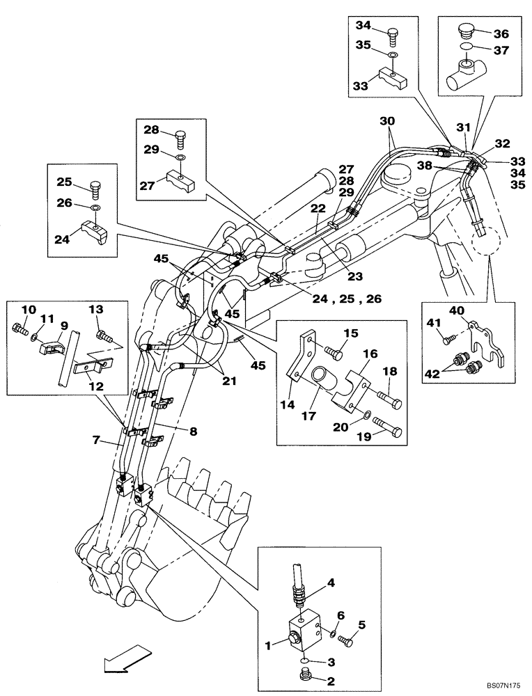 Схема запчастей Case CX75SR - (08-81) - HYDRAULICS, AUXILIARY ATTACHMENT - OFFSET ARM (08) - HYDRAULICS