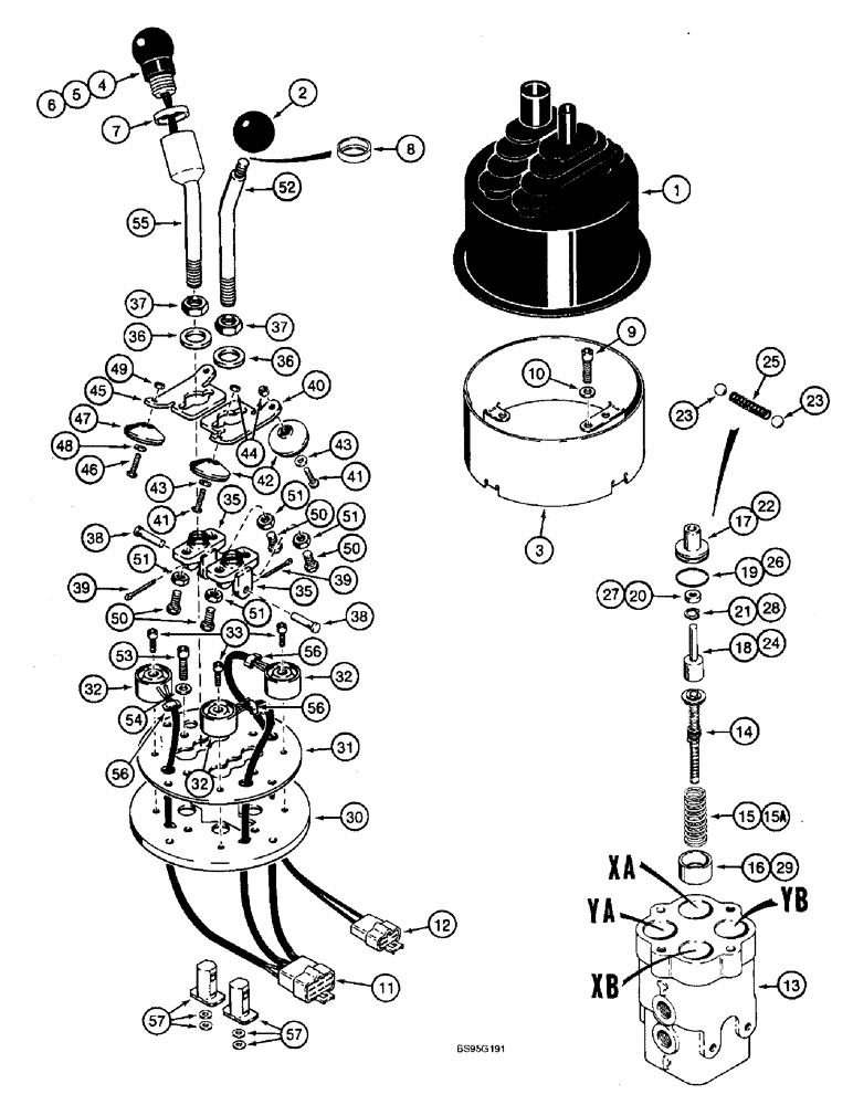 Схема запчастей Case 821B - (8-74) - DUAL LEVER REMOTE CONTROL VALVE - 109509A1 (08) - HYDRAULICS