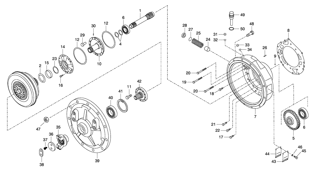 Схема запчастей Case 330 - (18A00040571[02]) - TRANSMISSION - ENGINE CONNECTION (03) - Converter / Transmission