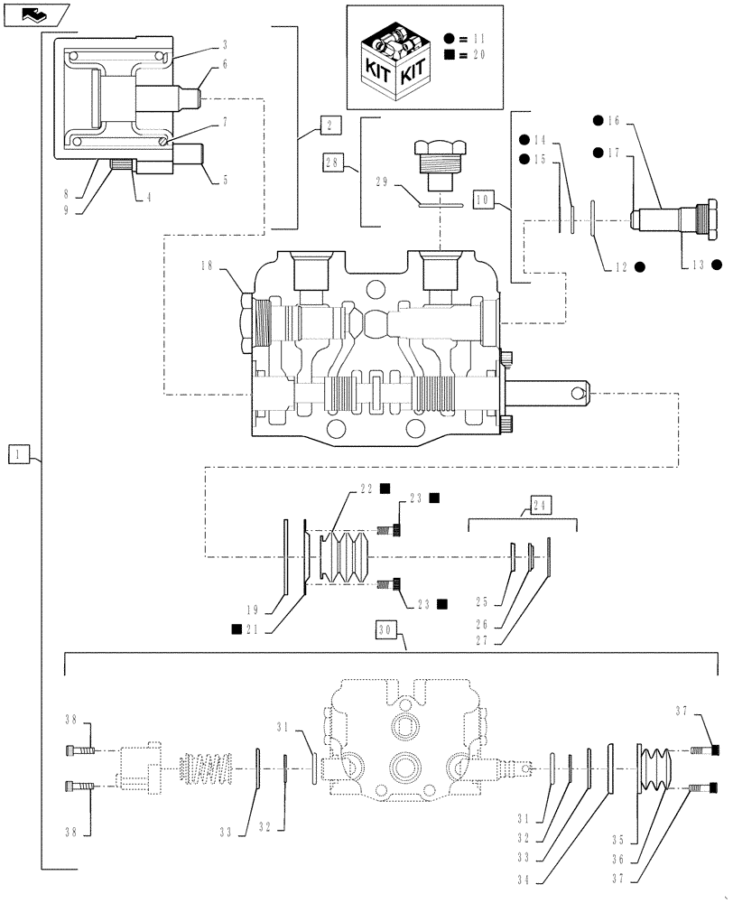 Схема запчастей Case 586H - (35.355.05) - VALVE SECTION FORKLIFT LIFT (35) - HYDRAULIC SYSTEMS