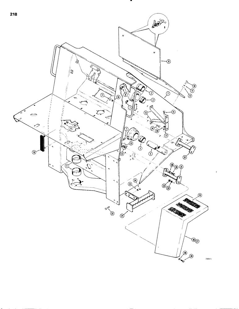 Схема запчастей Case W20 - (218) - FRONT FRAME AND FENDERS (09) - CHASSIS