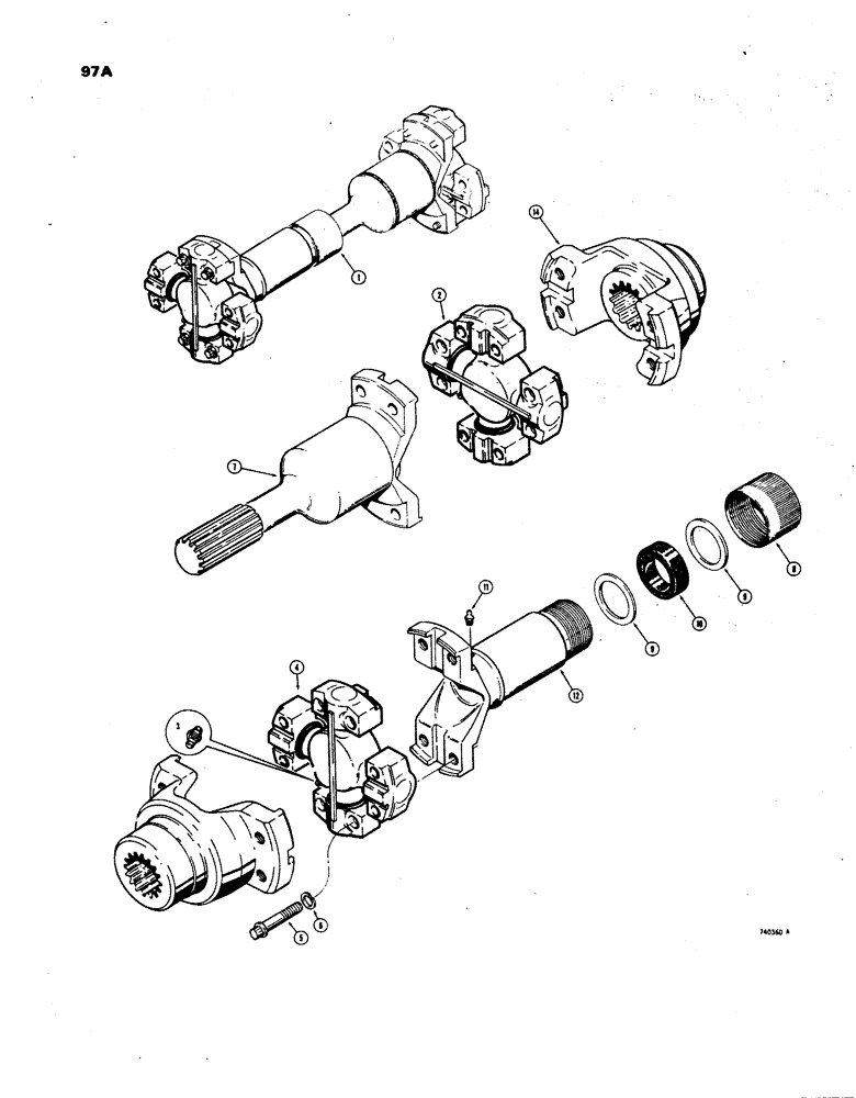 Схема запчастей Case W24B - (097A) - REAR AXLE DRIVE SHAFT, UNITS WITH FLEX PLATE DRIVE/TRACTOR SN 9115926 AND AFTER (06) - POWER TRAIN