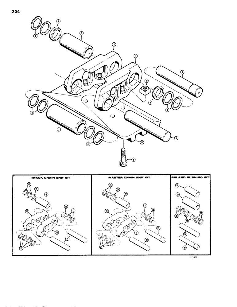 Схема запчастей Case 1150B - (204) - TRACK CHAIN (04) - UNDERCARRIAGE