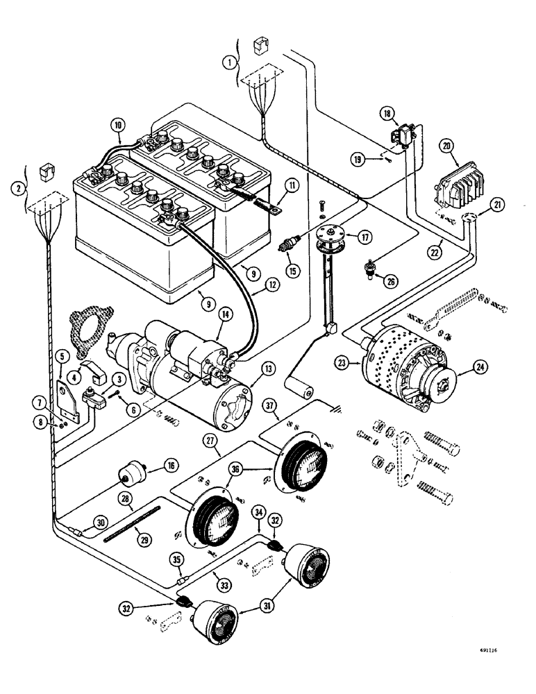 Схема запчастей Case W8B - (052) - ALTERNATOR ELECTRICAL SYSTEM, DIESEL ENGINE (06) - ELECTRICAL SYSTEMS