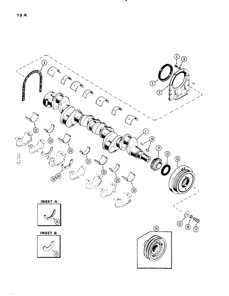 Схема запчастей Case 1150 - (019A) - CRANKSHAFT, (401B) DIESEL ENGINE (01) - ENGINE